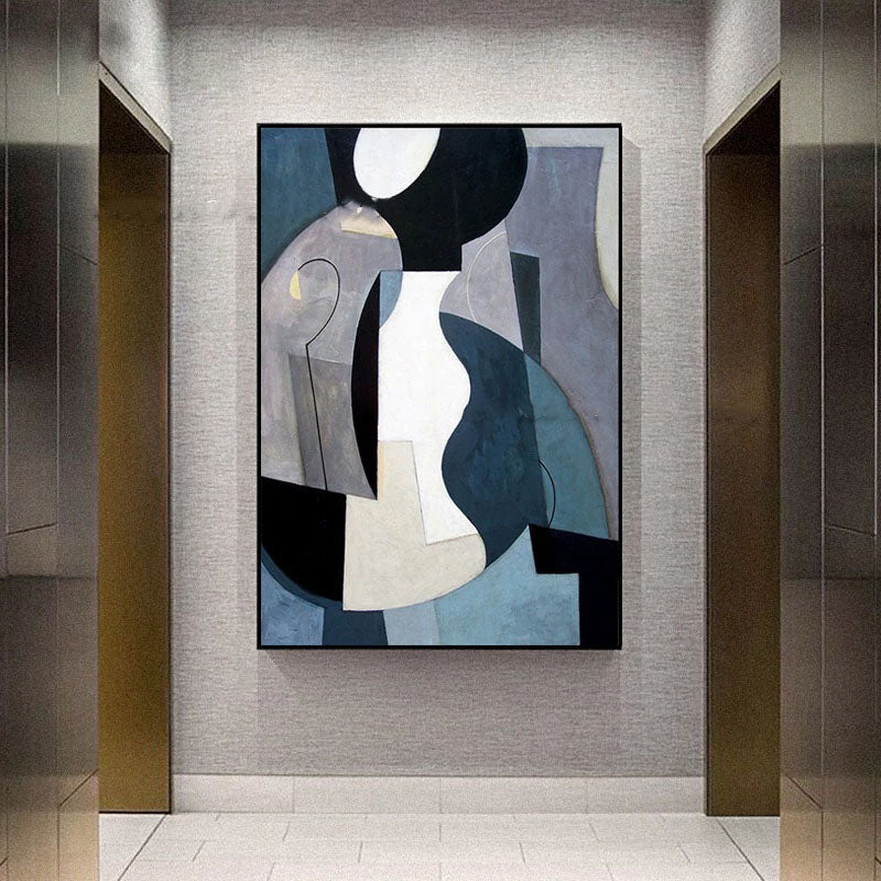 Disjointed in Blue Hand Painted Canvas