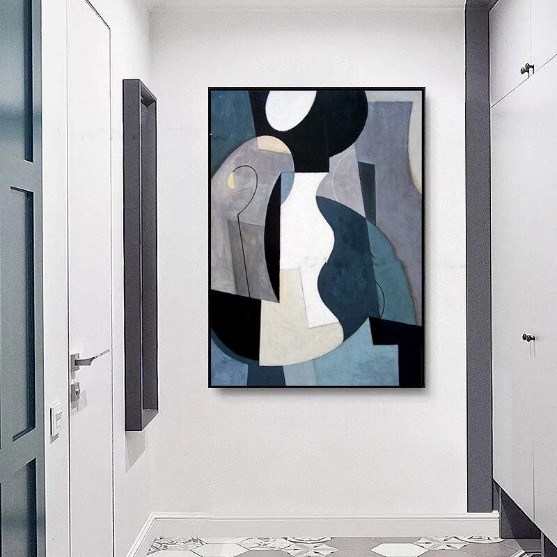 Disjointed in Blue Hand Painted Canvas