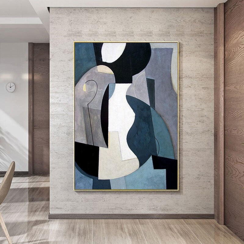 Disjointed in Blue Hand Painted Canvas