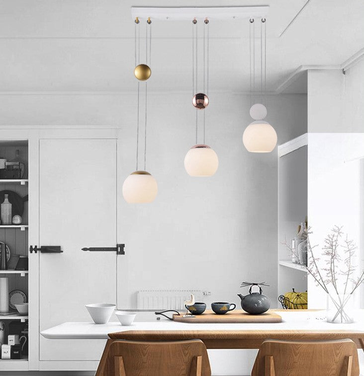 Adjustable Pulley Hemisphere Glass Pendant