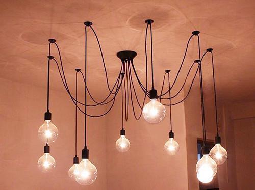 10 Light Cable Chandelier in black
