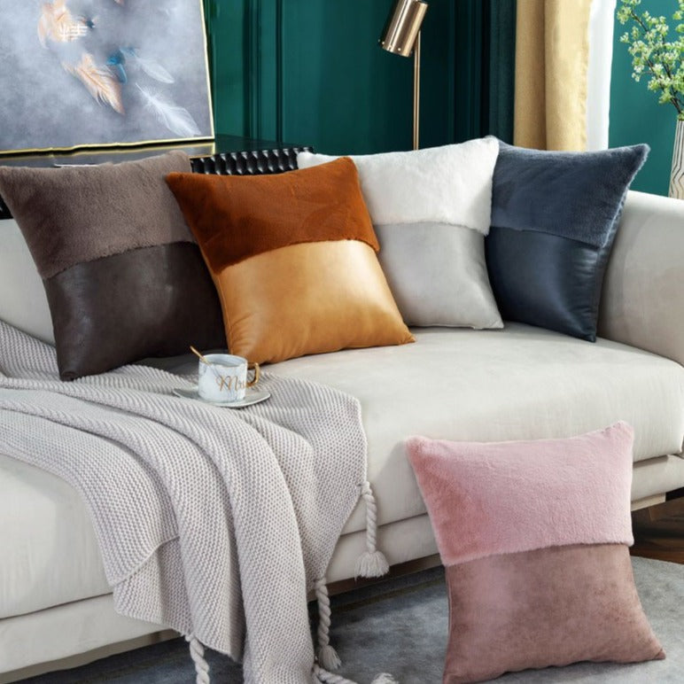 Elliott Faux Leather and Fur Pillow Covers