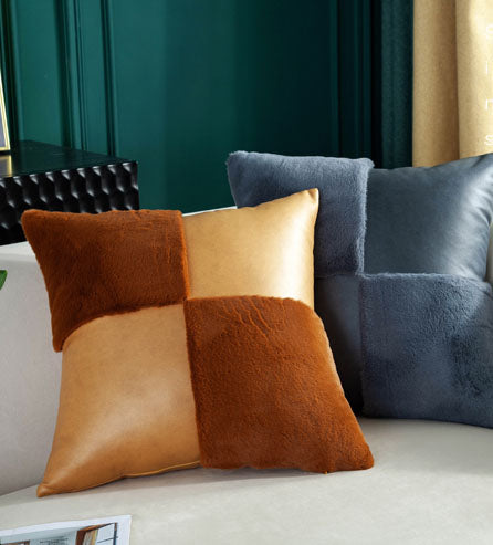 Elliott Faux Leather and Fur Pillow Covers
