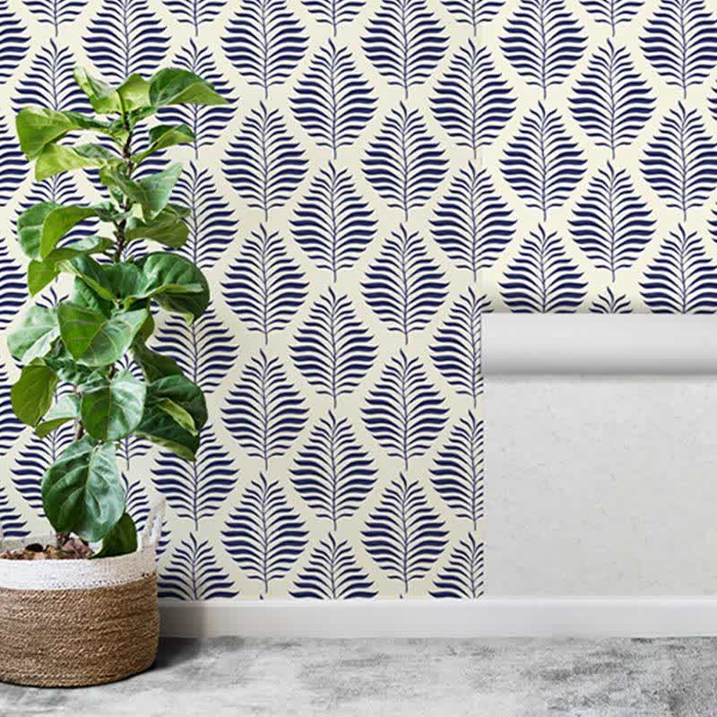 Blue Botanical Pattern Peel & Stick Wallpaper (1 roll)