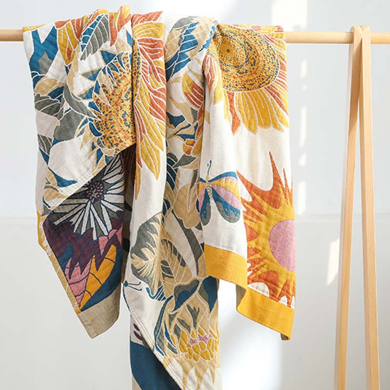 Blooming Sunflower Cotton Reversible Soft Quilt