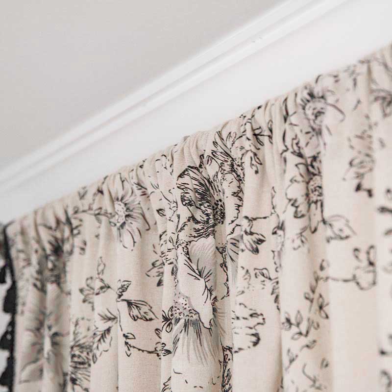 Black Flower Curtain with Black Tassel