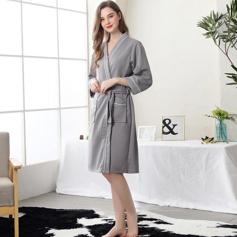 3/4 Sleeve Waffle Weave Pajama Bathrobe