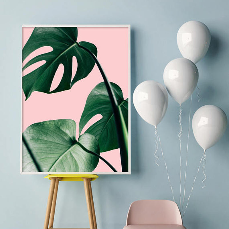 Pink Green Plant Wall Art Canvas Decorative Pictures Poster Print Wall Art Room Decor