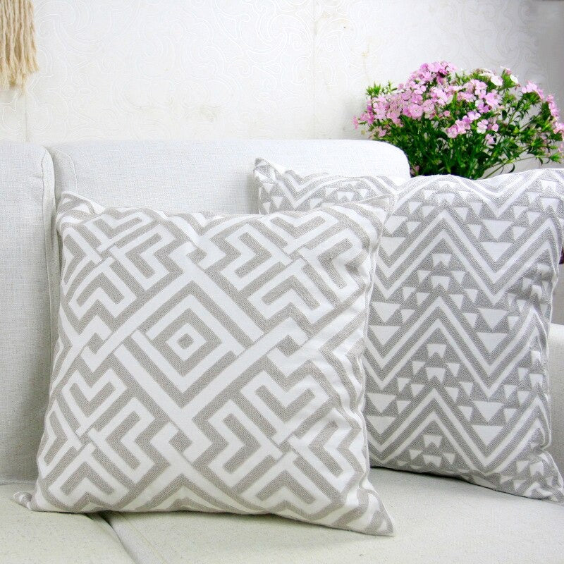 Garion Gray Embrodiered Pillow Covers