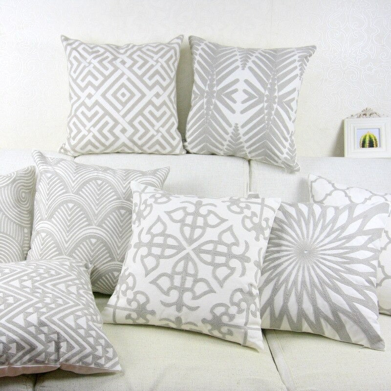 Garion Gray Embrodiered Pillow Covers