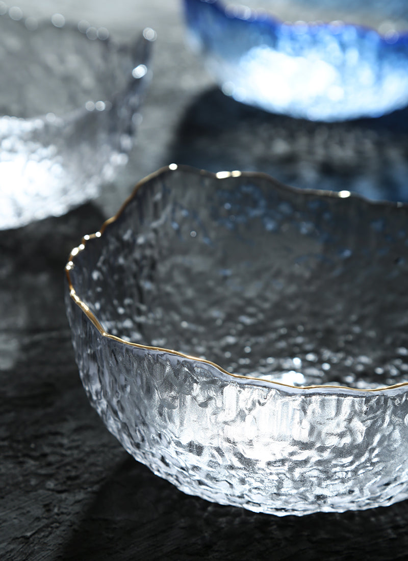Textured Glass Salad Decorative Bowls Tableware Home Accessories