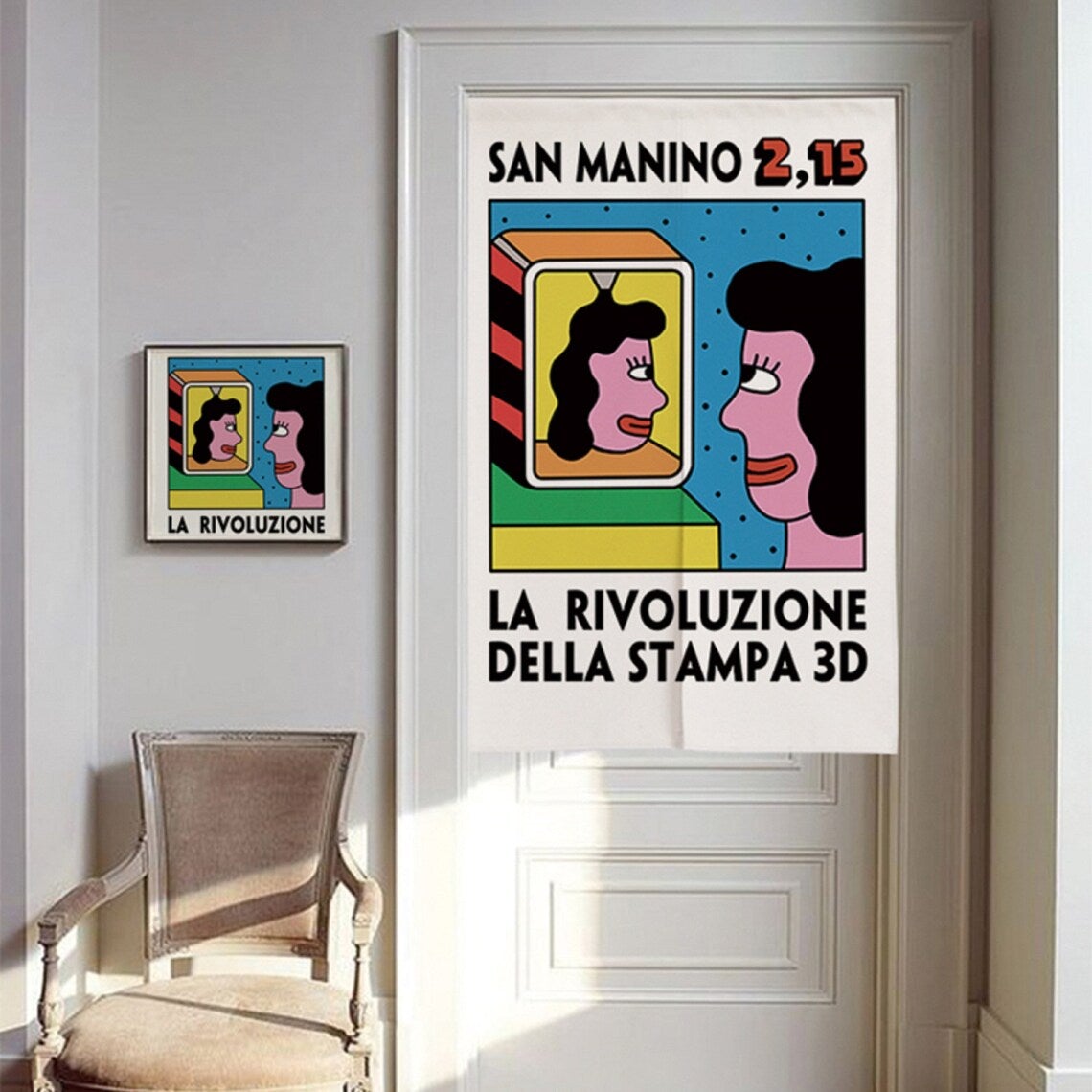 Cartoon Face Japanese Noren Doorway Curtain