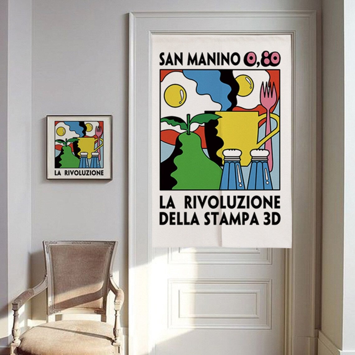 Cartoon Face Japanese Noren Doorway Curtain