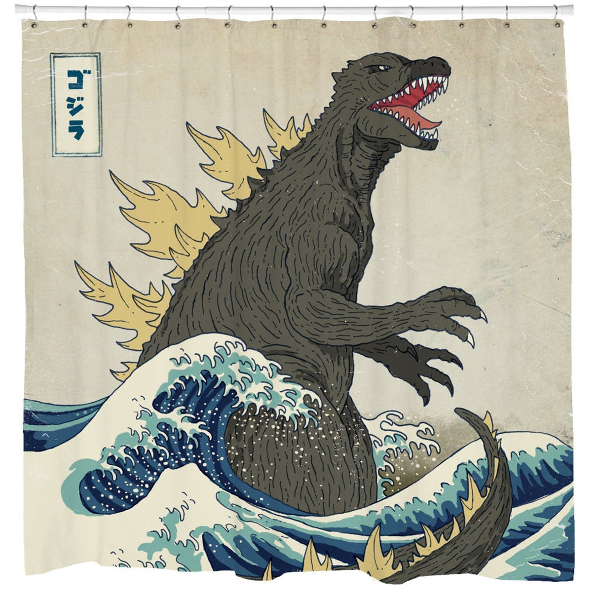 Feblilac The Great Monster Off Kanagawa Shower Curtain