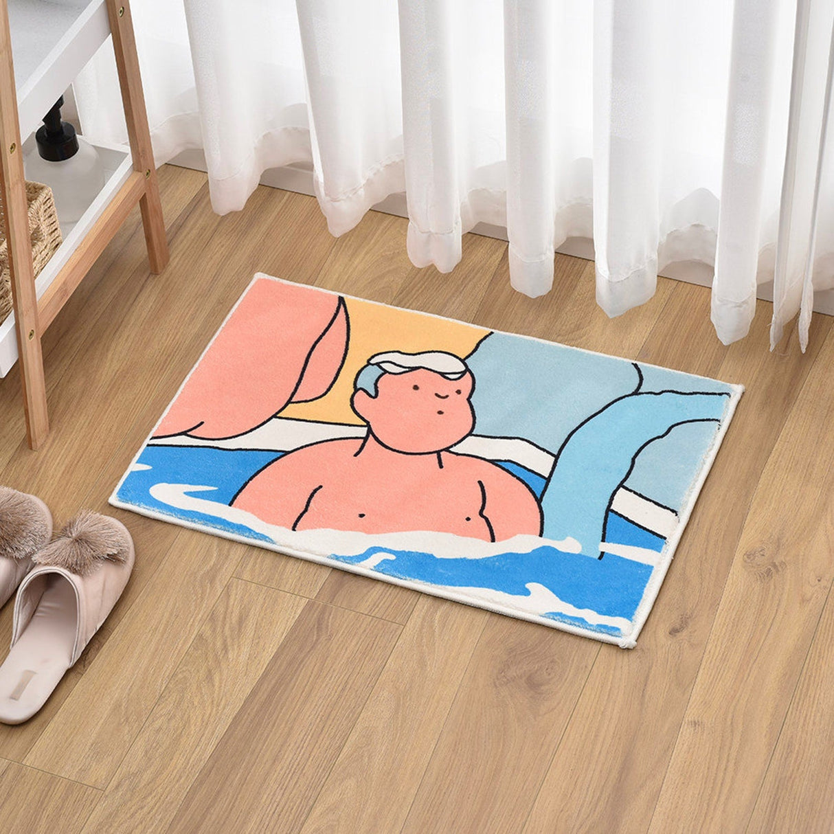 Feblilac Hot Spring Boy Bathroom Mat, Multiple Sized Non Slip Bathmat, Bathroom Rugs, Anti Slip Toilet Mat, Soft Thick Bathroom Carpet, Art Bathroom Mats, Best Bath Rugs, Hot Shower Mat Non Slip, Toilet Rug