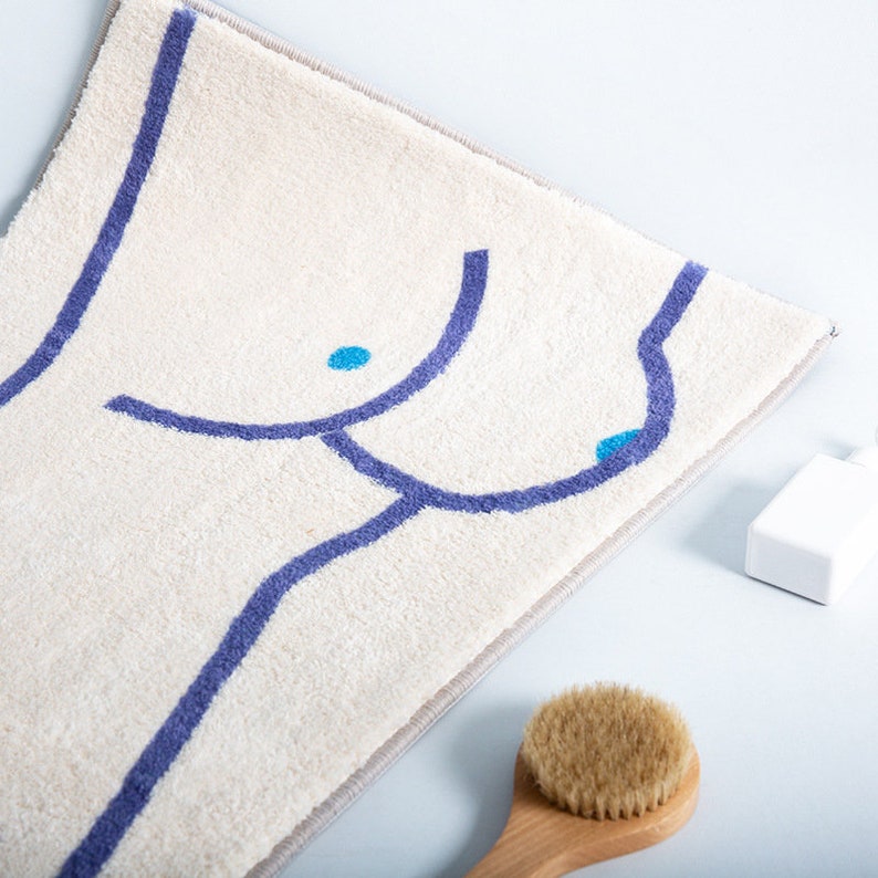 Feblilac Fun Art Get Naked Illustration Bathroom Mat, Multiple Sized Non Slip Bathmat, White Bathroom Rugs, Anti Slip Toilet Mat, Soft Thick Bathroom Carpet, Art Bathroom Mats, Best Bath Rugs, Hot Shower Mat Non Slip, Quotation Toilet Rug