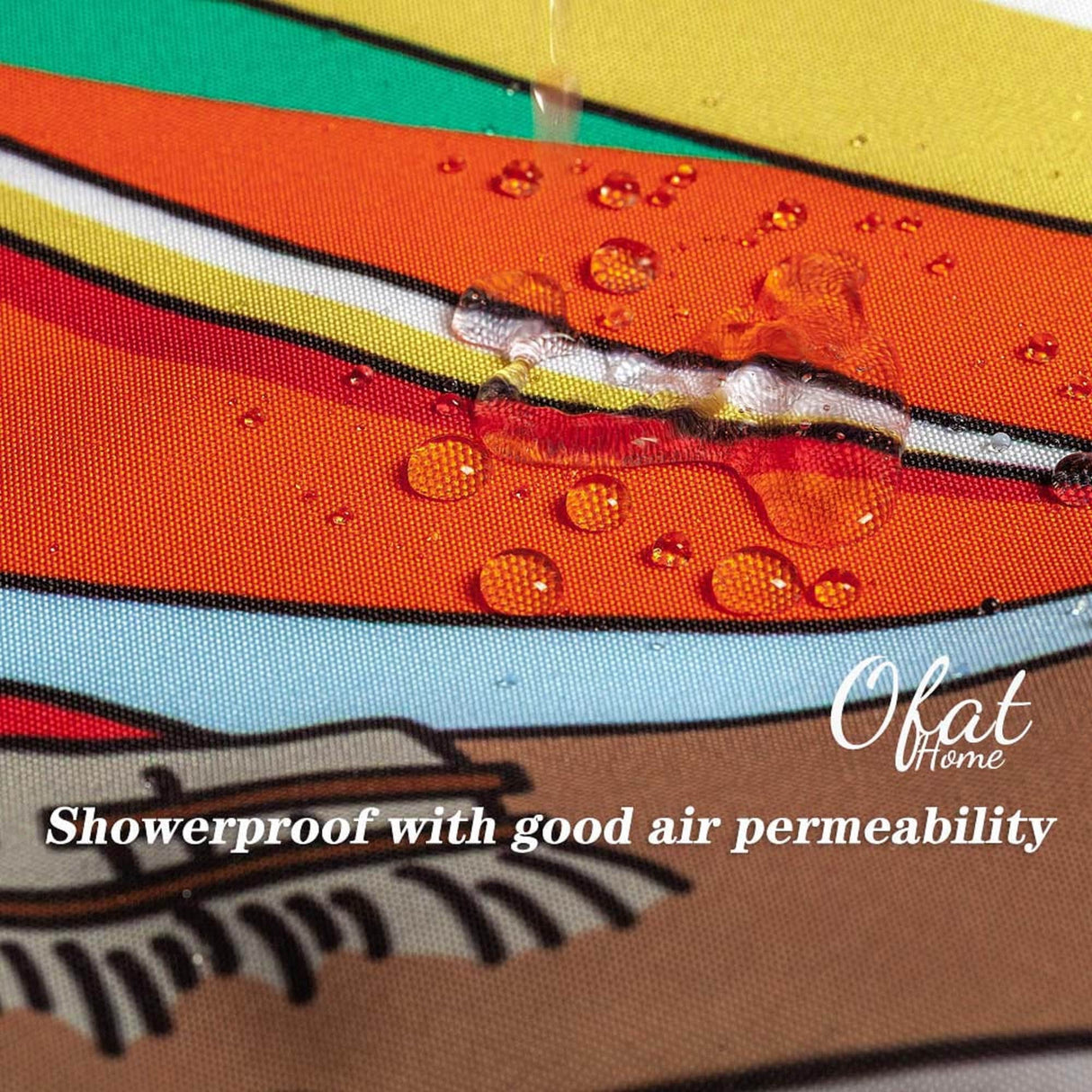 Ofat Home LGBTQ Pride Rainbow Shower Curtain, Japanese The Great Wave Painting Bathroom Decor, No Liner Needed Waterproof Washable, 150gsm