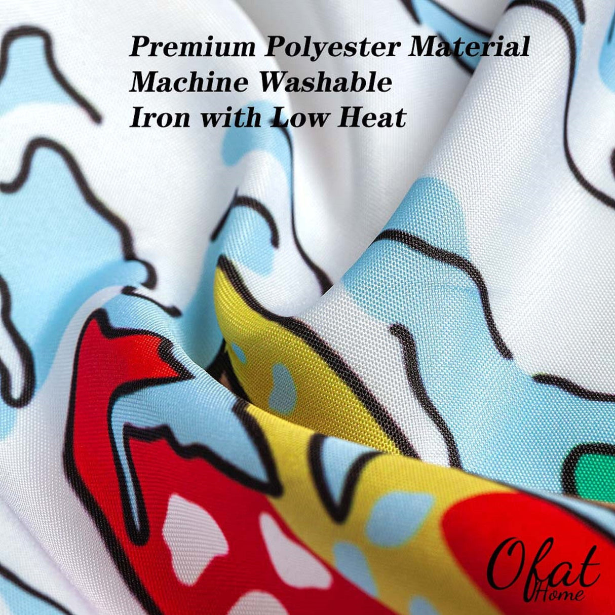 Ofat Home LGBTQ Pride Rainbow Shower Curtain, Japanese The Great Wave Painting Bathroom Decor, No Liner Needed Waterproof Washable, 150gsm