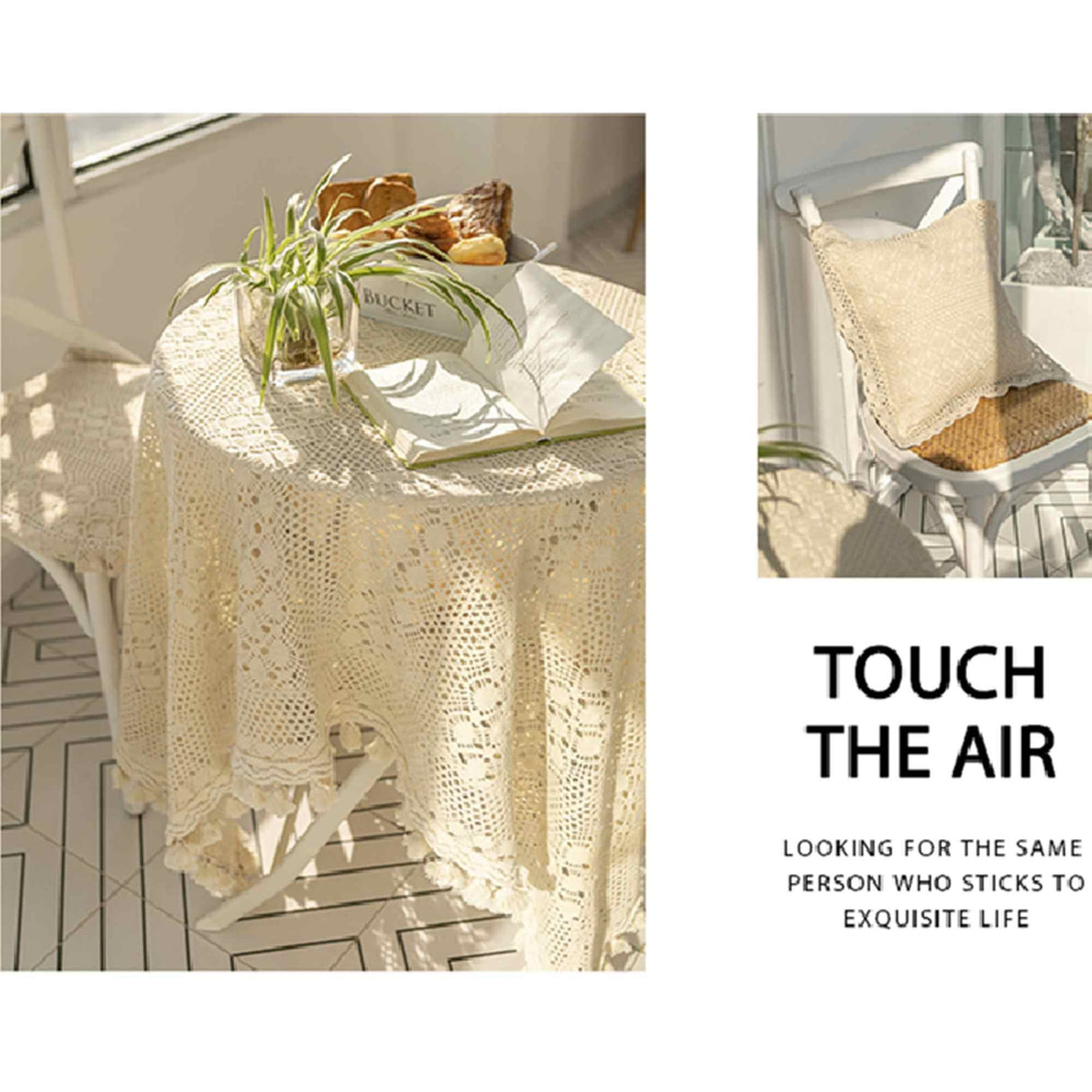 Pastoral Style, Lace Tablecloth with Tassel Table Cover for Kitchen Dinning Tabletop Decoration Nordic Rectangular Coffee Table