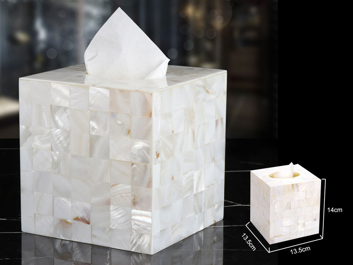 Tissue Box Mother of Pearl SquareTissue Box Holder, Luxurious Tissue Box Cover, Designer Tissue Box Holder, Unique Tissue Cover