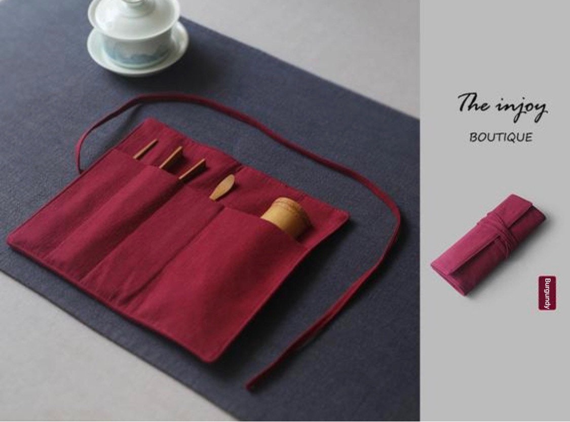 Roll Up Plain Colored Pencil Makeup Brush Case, Handmade Cotton Roll Up Bag, Brush Holder Gift Ideas