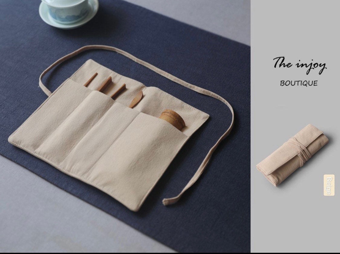 Roll Up Plain Colored Pencil Makeup Brush Case, Handmade Cotton Roll Up Bag, Brush Holder Gift Ideas