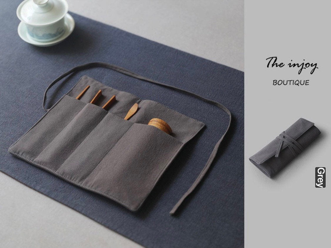 Roll Up Plain Colored Pencil Makeup Brush Case, Handmade Cotton Roll Up Bag, Brush Holder Gift Ideas