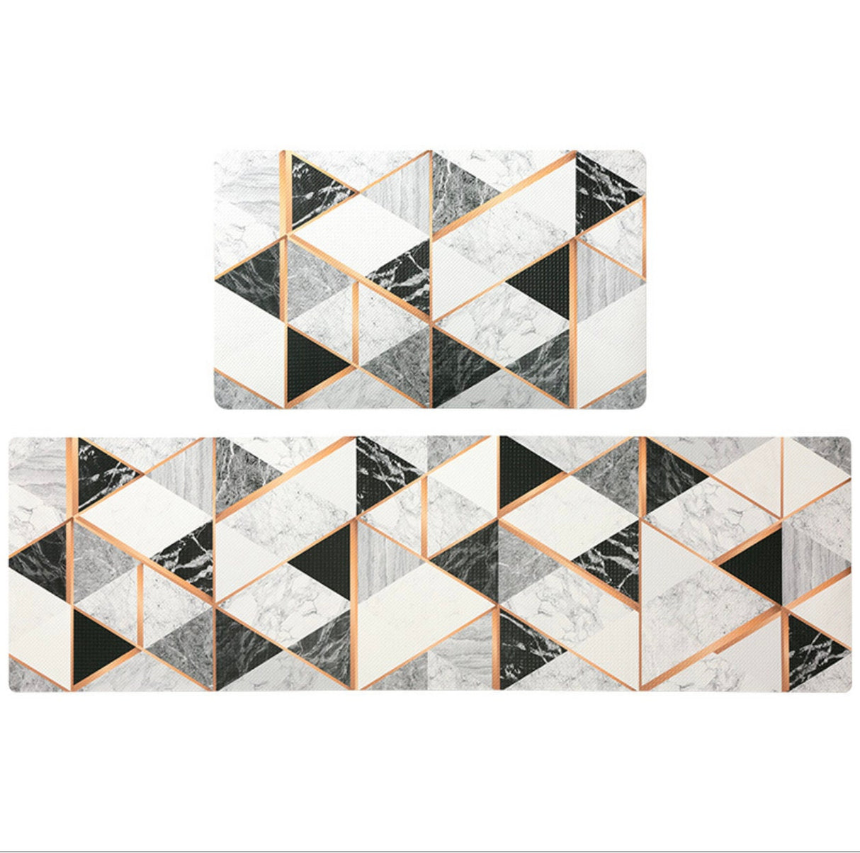 Grey Geometric Kitchen Floor Mat