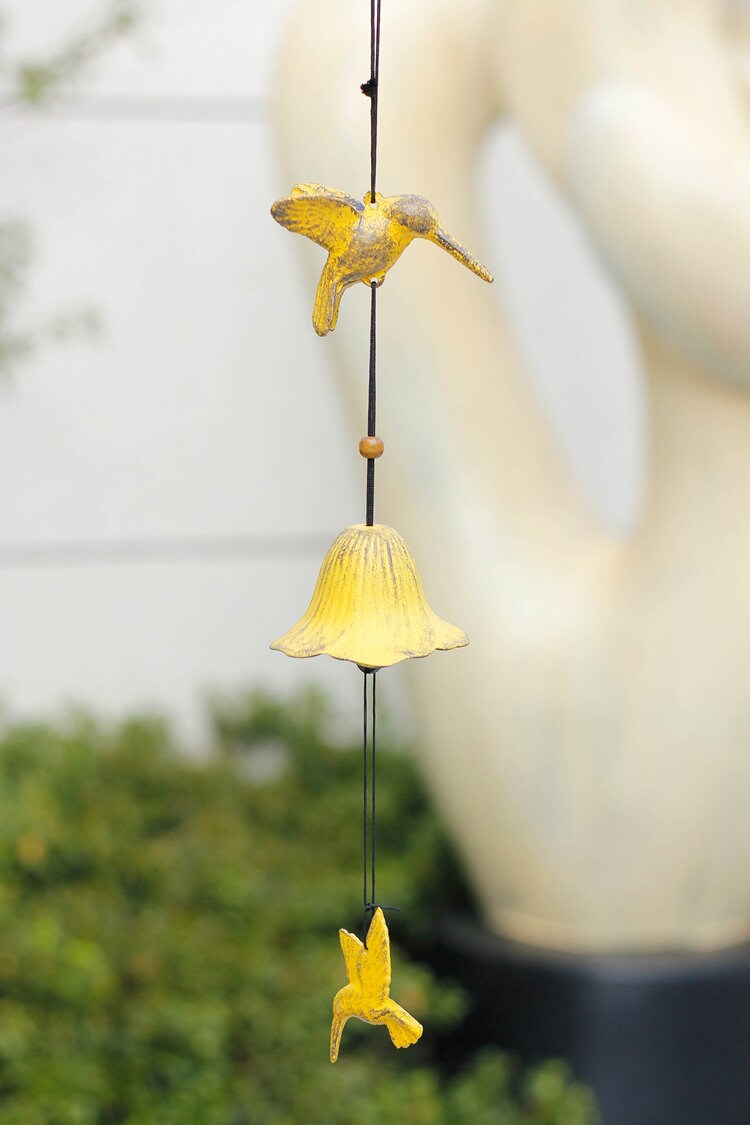 Hummingbird Wind Chime, Iron Metal Bell Ring, Cute Animal Style Metal Chime, Traditional Eastern Oriental Zen Home Garden Decoration
