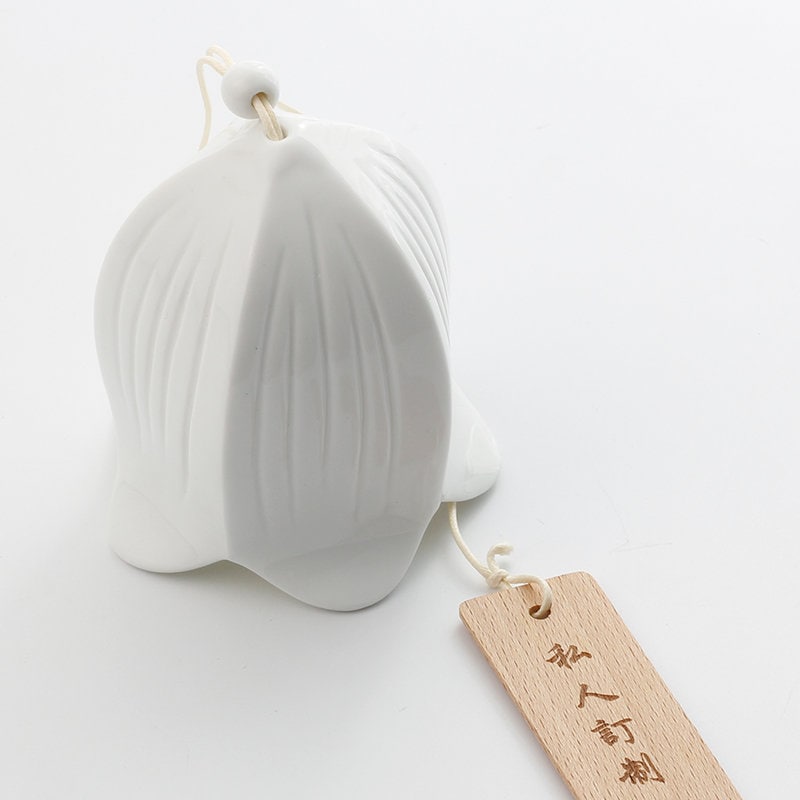 Ceramic Japanese Wind Chime, Pottery Flower Bell Ring Windchime, Traditional Eastern Oriental Zen Home Garden Decoration