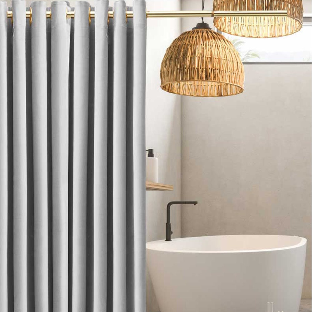 Grey Velvet Shower Curtain, Waterproof Shower Curtain 72 x 72'' Heavy, Velvet Curtain, Green Modern Home Bathroom Decoration