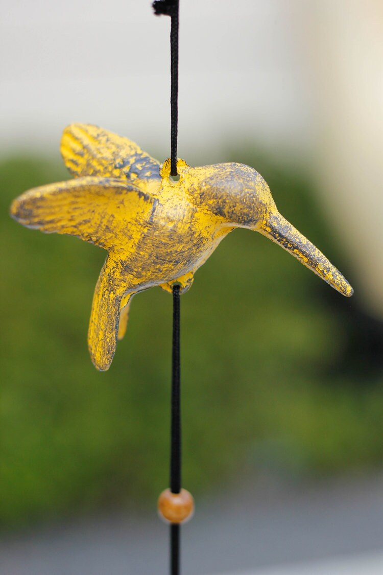 Hummingbird Wind Chime, Iron Metal Bell Ring, Cute Animal Style Metal Chime, Traditional Eastern Oriental Zen Home Garden Decoration