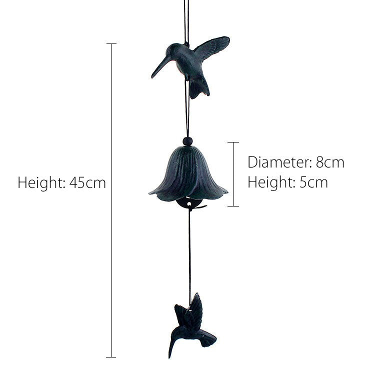 Hummingbird Wind Chime, Iron Metal Bell Ring, Cute Animal Style Metal Chime, Traditional Eastern Oriental Zen Home Garden Decoration