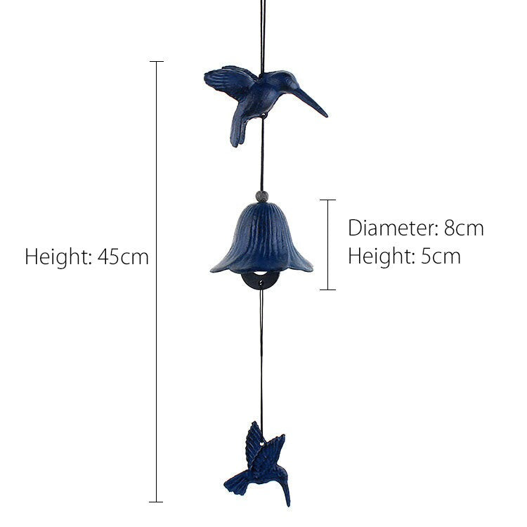 Hummingbird Wind Chime, Iron Metal Bell Ring, Cute Animal Style Metal Chime, Traditional Eastern Oriental Zen Home Garden Decoration