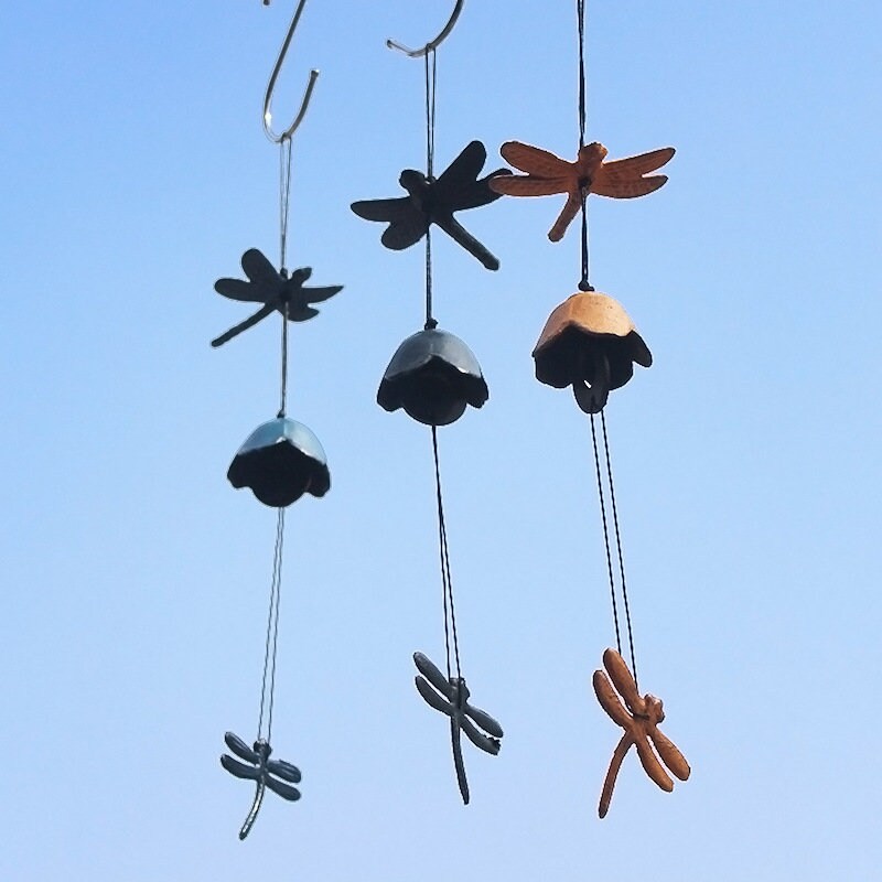 Dragonfly Wind Chime, Japanese Style Iron Bell Ring Windchime, Traditional Eastern Oriental Zen Home Garden Decoration