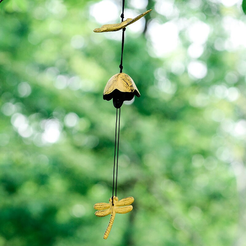 Dragonfly Wind Chime, Japanese Style Iron Bell Ring Windchime, Traditional Eastern Oriental Zen Home Garden Decoration