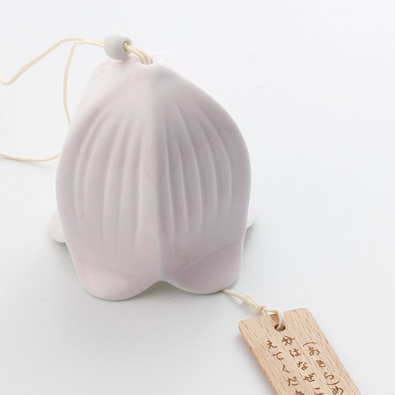 Ceramic Japanese Wind Chime, Pottery Flower Bell Ring Windchime, Traditional Eastern Oriental Zen Home Garden Decoration