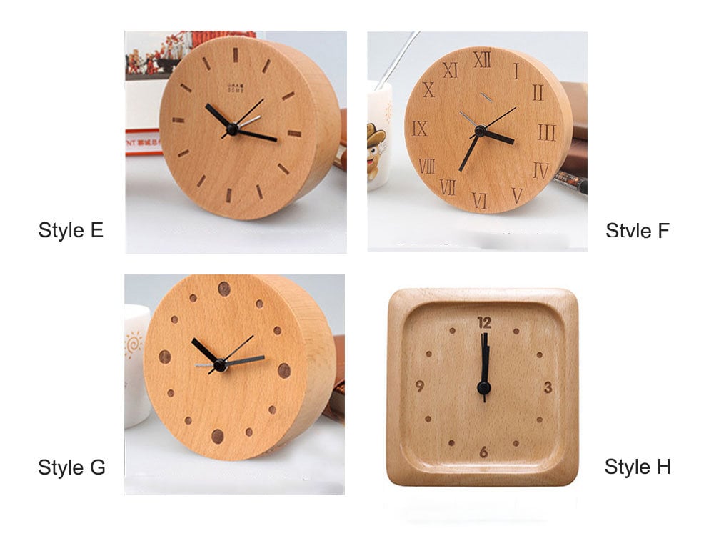 Beech Wooden Alarm Clock Small, No Screen Minimalist Clock Desk, Bedside Nighttable Clock, Gift for Him