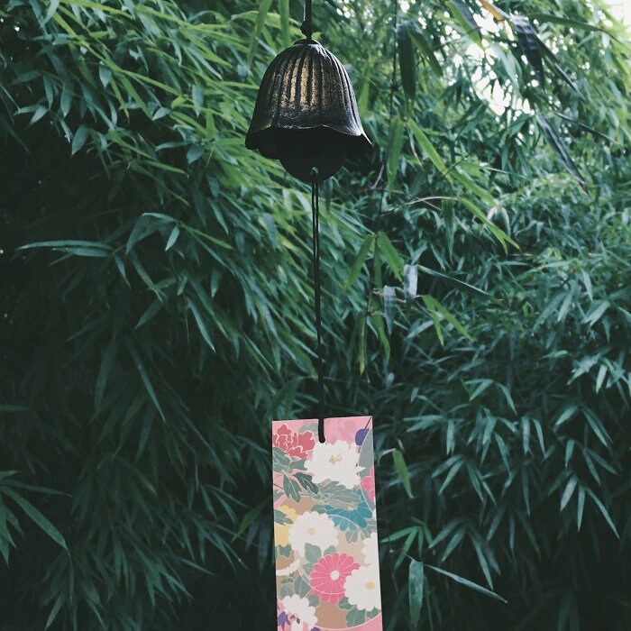 Japanese Style Metal Bell Wind Chime, Iron Bell Ring Windchime, Traditional Eastern Oriental Zen Home Garden Decoration