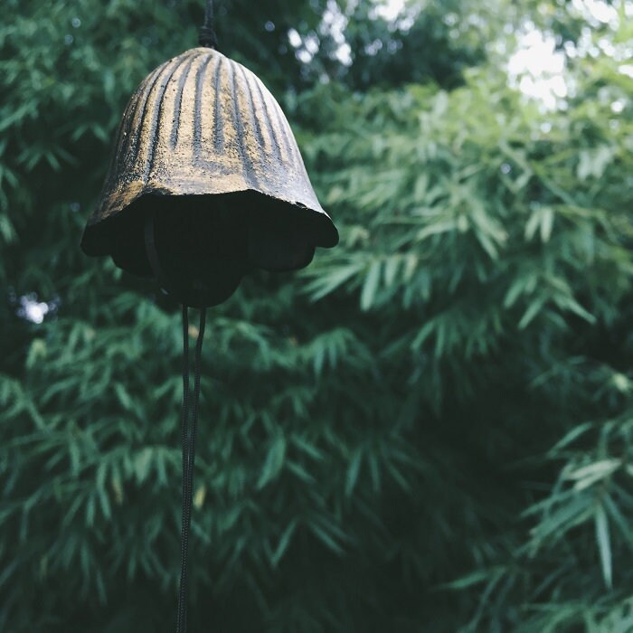 Japanese Style Metal Bell Wind Chime, Iron Bell Ring Windchime, Traditional Eastern Oriental Zen Home Garden Decoration