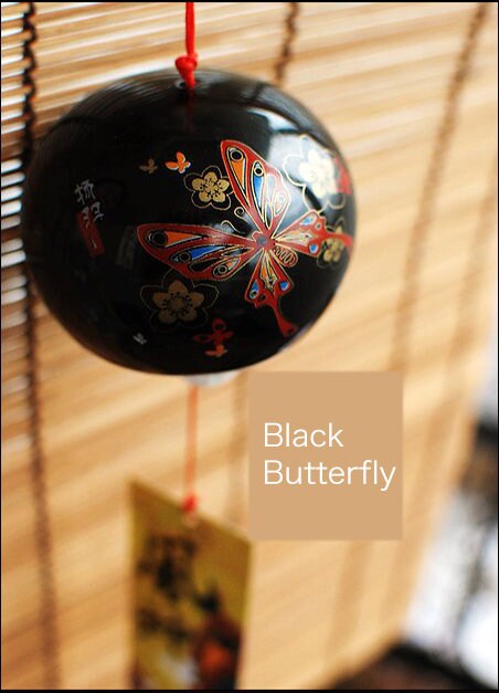 Japanese Style Ceramic Wind Chime, Flower Pottery Bell Ring Windchime, Traditional Eastern Oriental Zen Home Garden Decoration