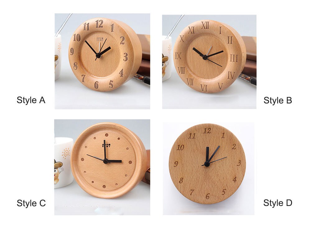 Beech Wooden Alarm Clock Small, No Screen Minimalist Clock Desk, Bedside Nighttable Clock, Gift for Him