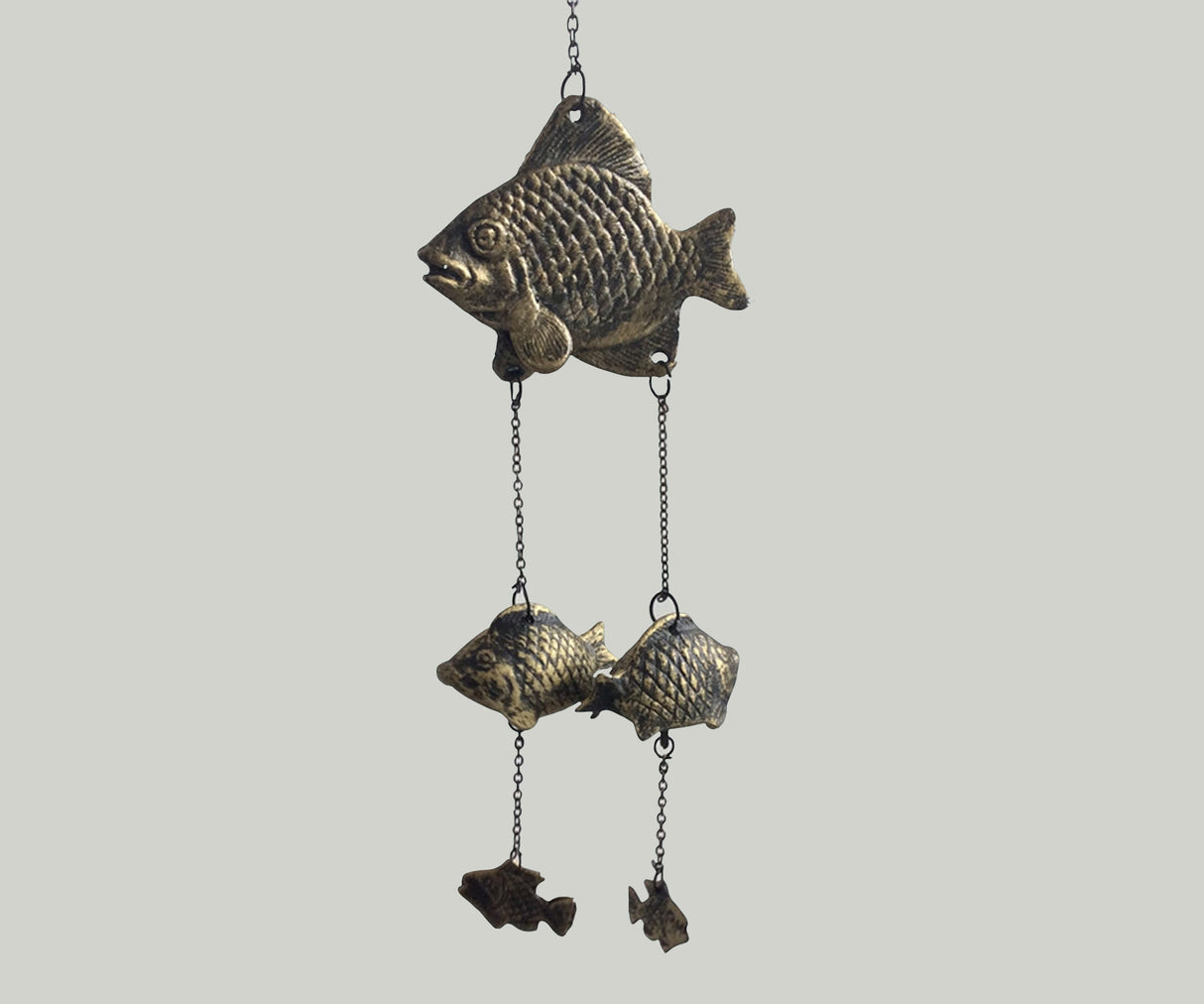Cute Metal Fish Wind Chime, Traditional Japanese Koi Bronze Bell Ring Windchime, Eastern Oriental Zen Home Garden Decoration