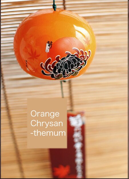 Japanese Style Ceramic Wind Chime, Flower Pottery Bell Ring Windchime, Traditional Eastern Oriental Zen Home Garden Decoration