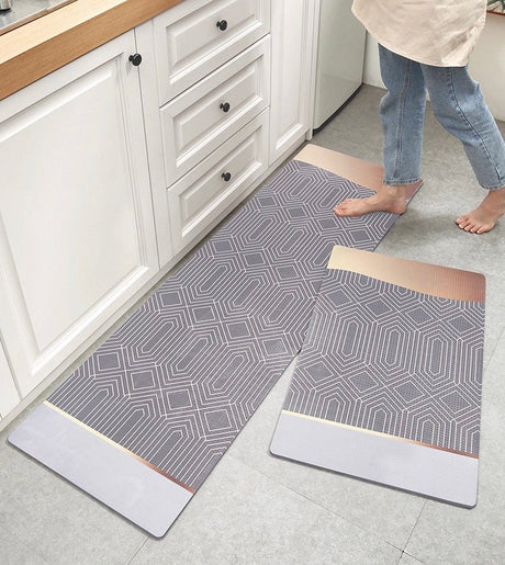 Grey Gold Kitchen Mat