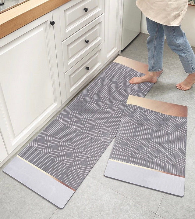Grey Gold Kitchen Mat