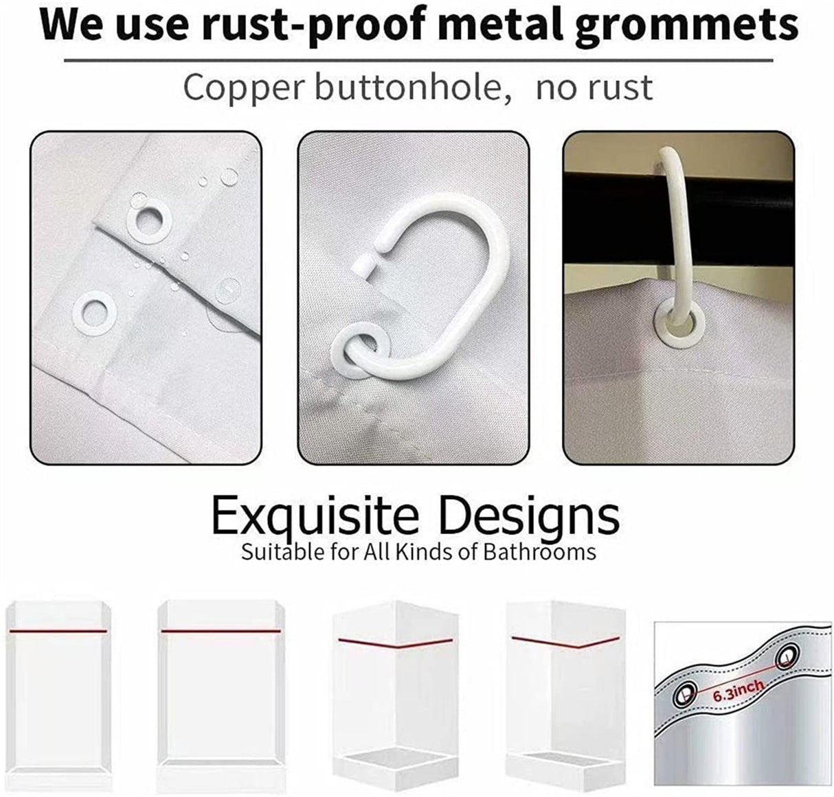 Ofat Home Boho Chic Tribal Shower Curtain with Hooks Bathroom Decor, No Liner Needed Waterproof Washable, Heavy Fabric 150gsm, 72"x72"