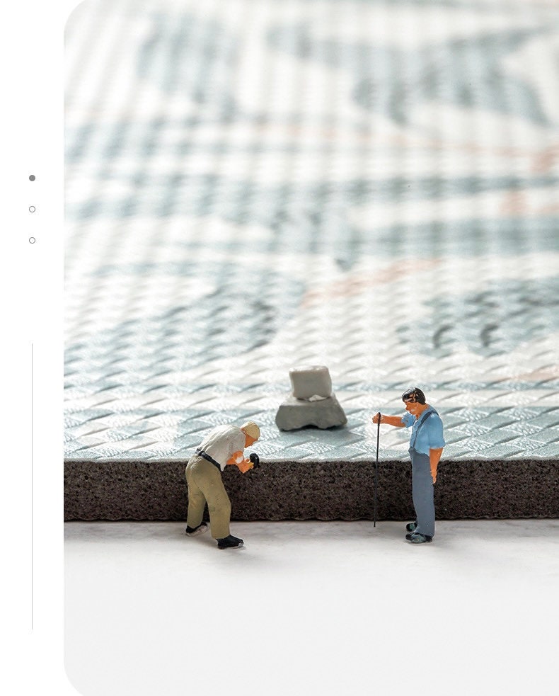 Grey White Geometric Kitchen Floor Mat