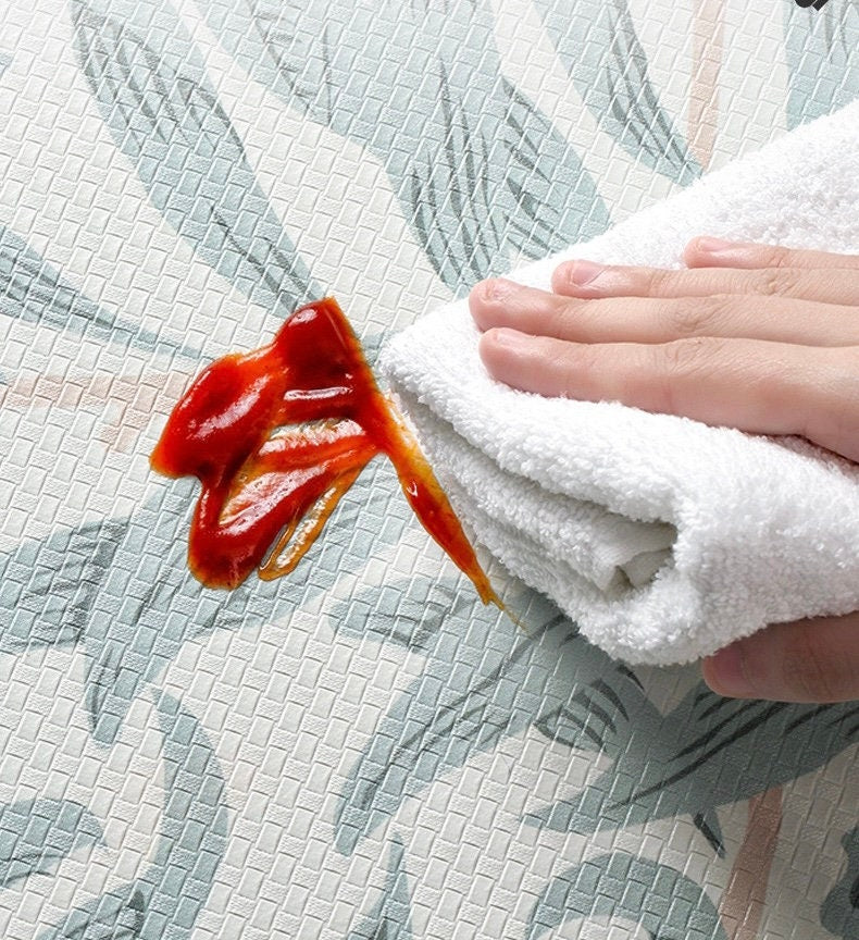 Grey White Geometric Kitchen Floor Mat