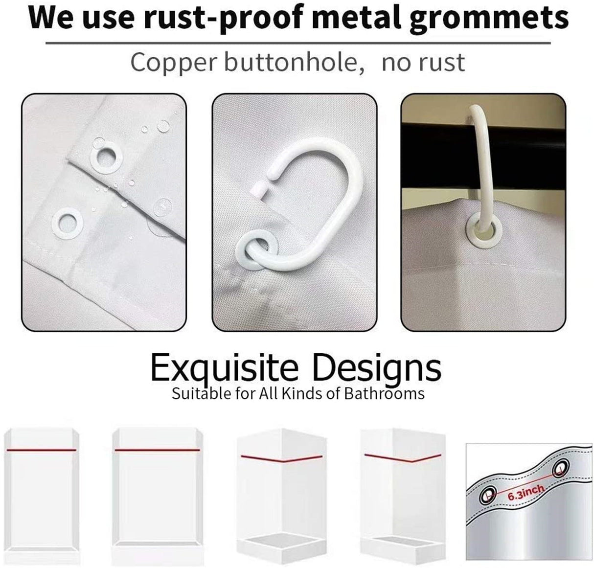 Japanese Crane Shower Curtain with Plastic Hooks 72x72 Inch, Waterproof Fabric Home for Bathroom Party Decor No Liner Needed